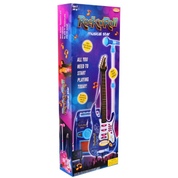 Gitara z akcesoriami dla dzieci 6+ Niebieski zestaw muzyczny Wzmacniacz + Mikrofon